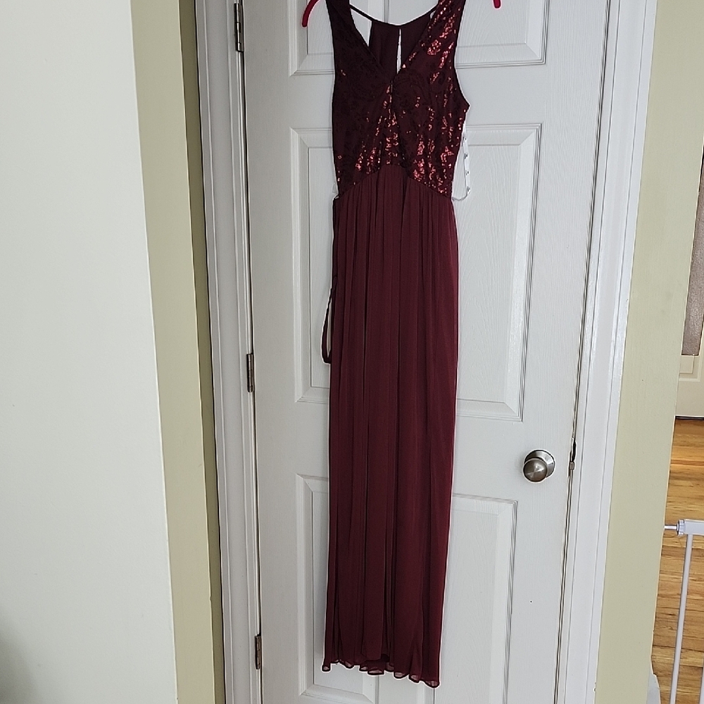 David's Bridal Burgundy Maxi Dress - Picture 7 of 11